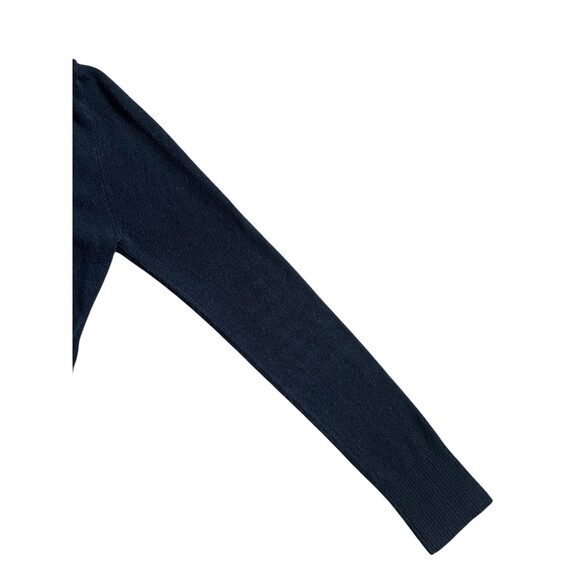 Vintage 90s Y2K Black Rabbit Fur Collar Ribbed Knit Cardigan Sweater Zip-Up Sz L - Picture 10 of 10